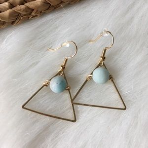 handmade Jewelry - Handmade Golden Triangle & Amazonite Dangles handmade Jewelry - Handmade Golden Triangle & Amazonite Dangles